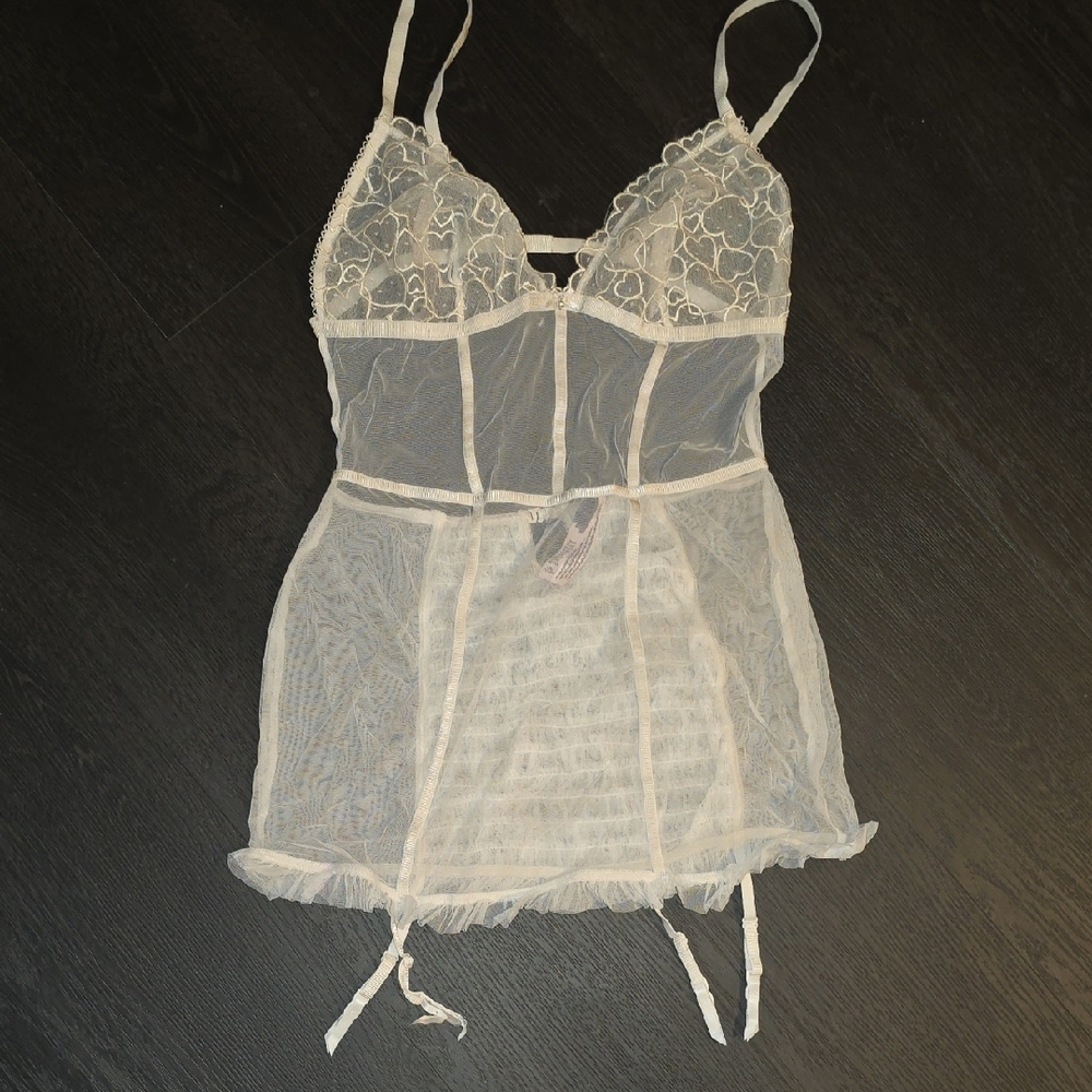 Victoria's Secret Sheer Lace Chemise in Cream